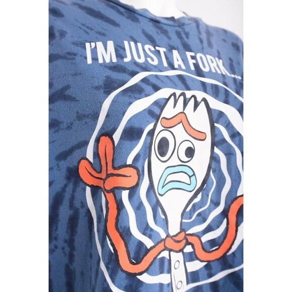 Disney Mens Toy Story Forky T-Shirt Tie Dye XL Blue short sleeved - Picture 3 of 6